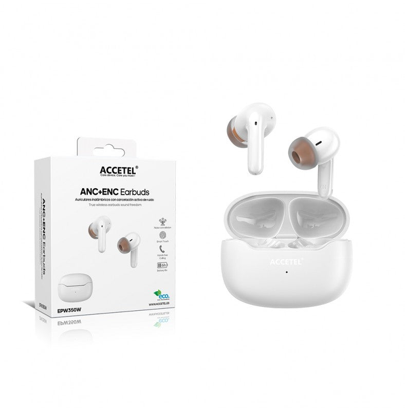 Auriculares sem fio EPW350W com cancelamento de ruído ativo (ANC+ENC) - Branco