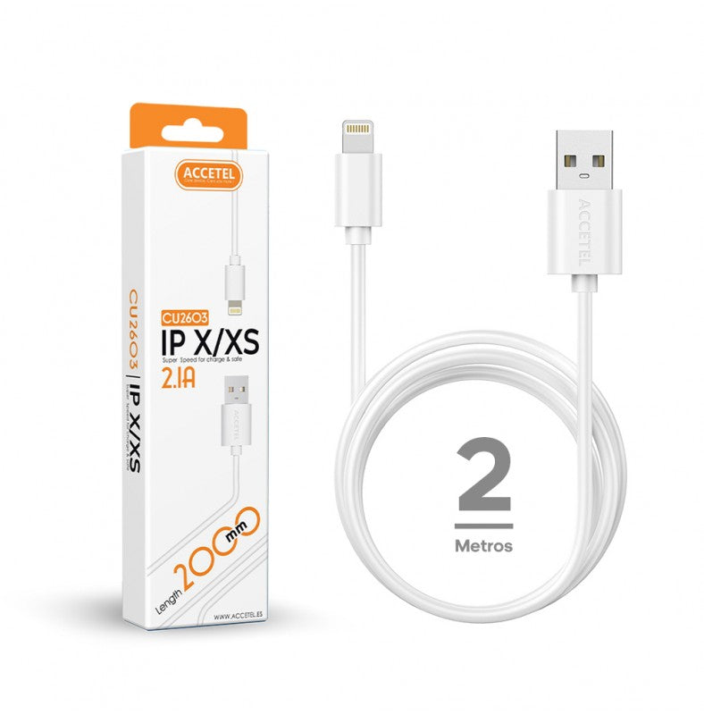 Cabo de dados 2.1A - Lightning Branco (2M)