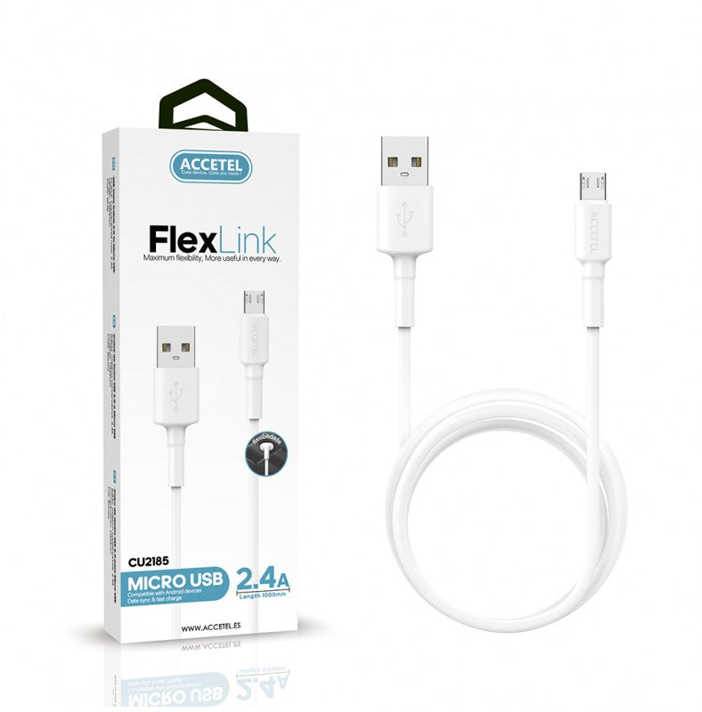 Cabo de dados TPE 2.4A - Micro USB Branco (1M)