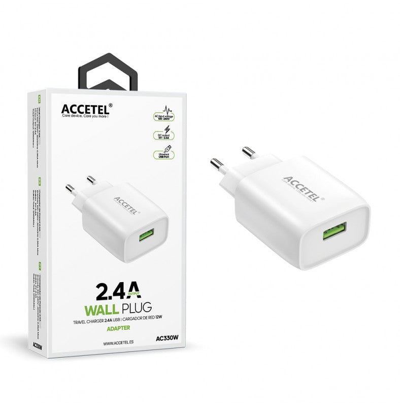 Carregador de parede USB 2.4A branco