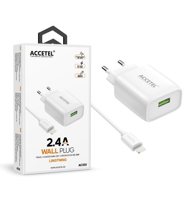 Carregador de parede USB 2.4A - Cabo Lightning