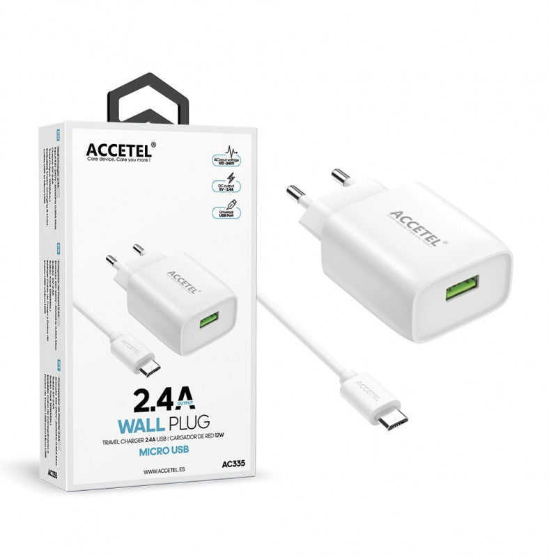 Carregador de parede USB 2.4A - Cabo Micro USB